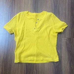 Yellow, 3/4 button Tshirt.